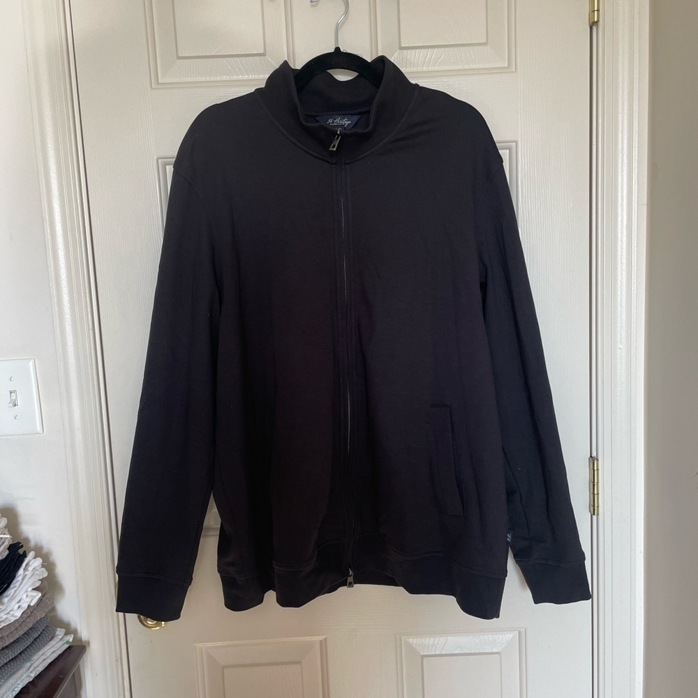 34 Heritage Men’s XXL Black 100% Pima Cotton Full Zip Jacket Track Sweatshirt